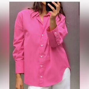 Women’s Zara Brand Pink Dress Button Down Shirt